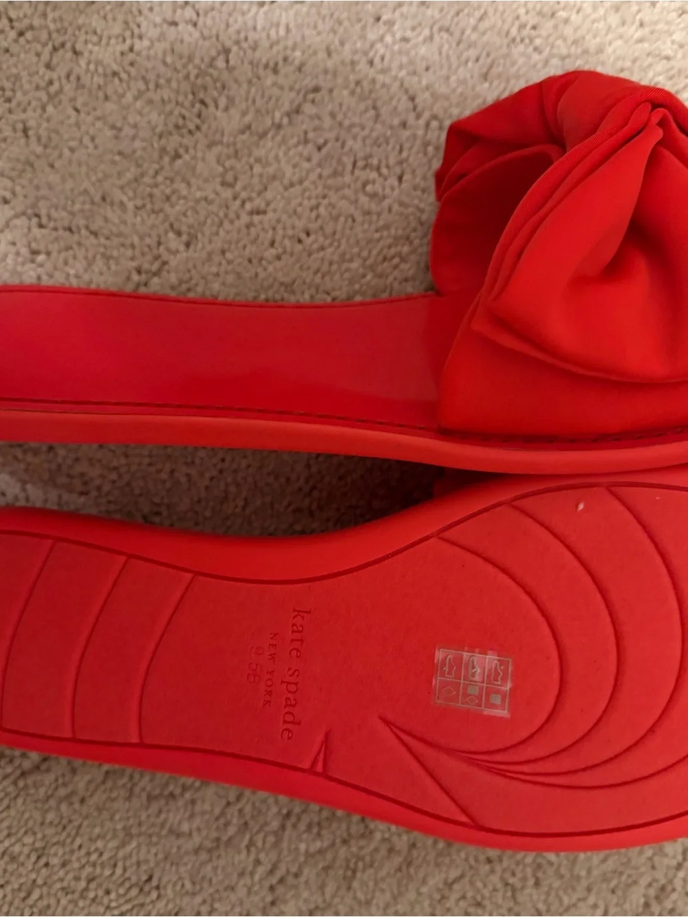 Kate Spade “Bikini” Red Neoprene Bow Slide Sandals for Women Size 9.5 NWB